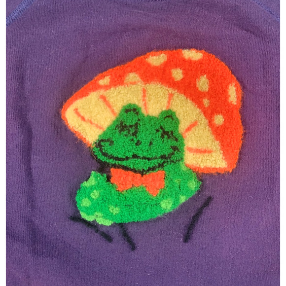 Vintage 80's Hanes Embroidered Frog Sweatshirt Women's Medium Pullover Sweater - Picture 6 of 6
